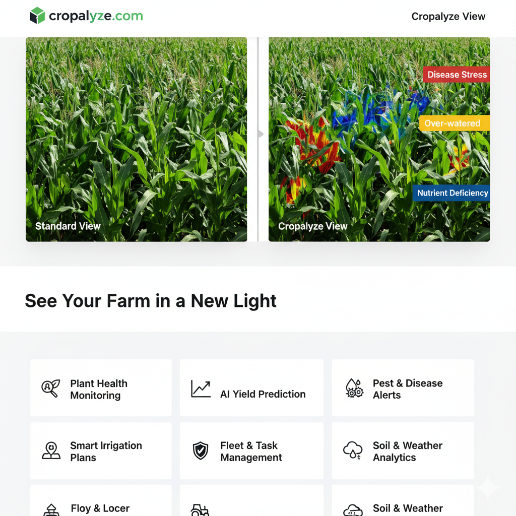 Comparison of standard farm view and Cropalyze data view